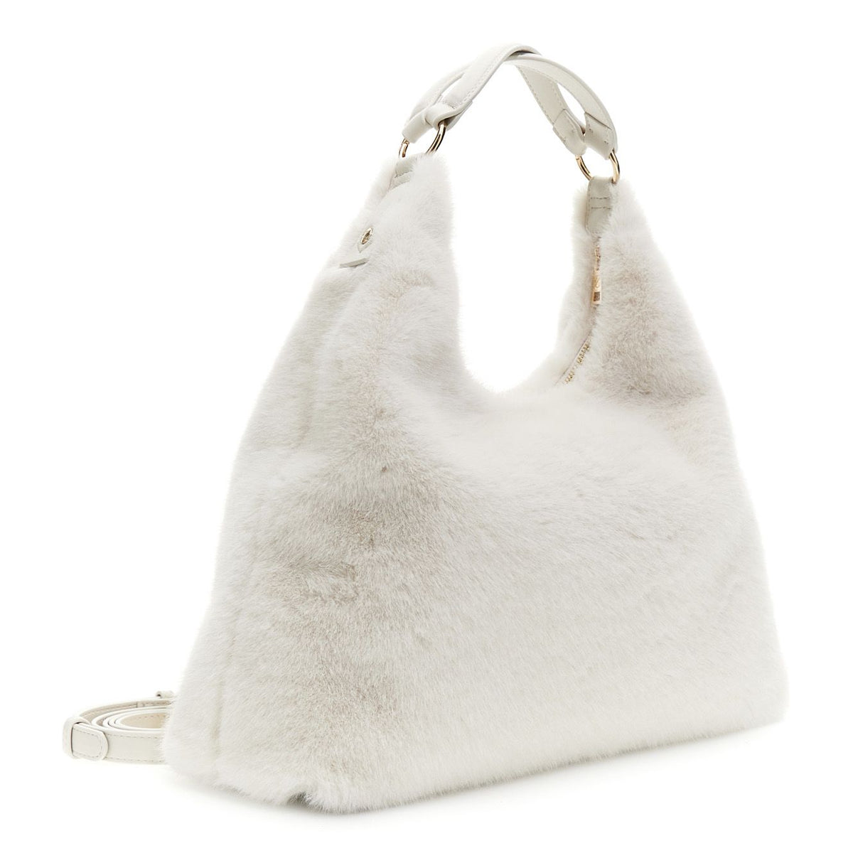 Borsa Cafènoir Sacca in pelliccia sintetica con spallaccio e logo bianco JB0019