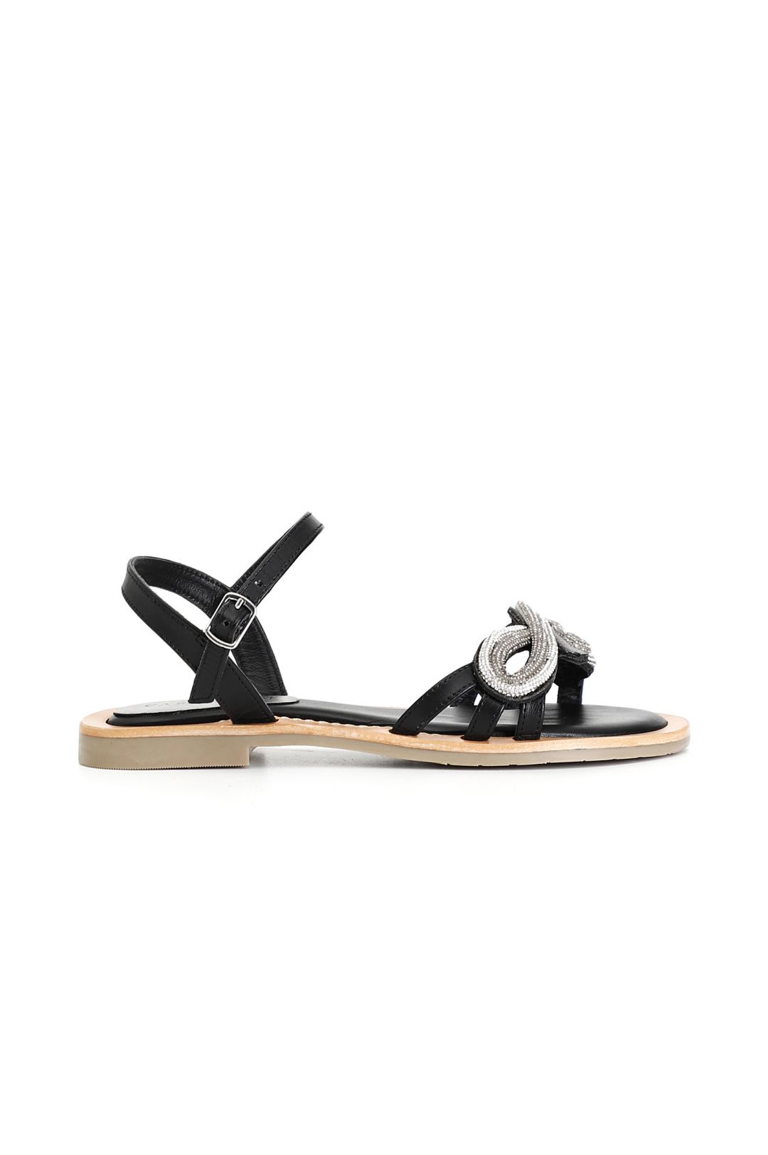 Sandali Cafènoir in nappa con accessorio strass nero GC4014