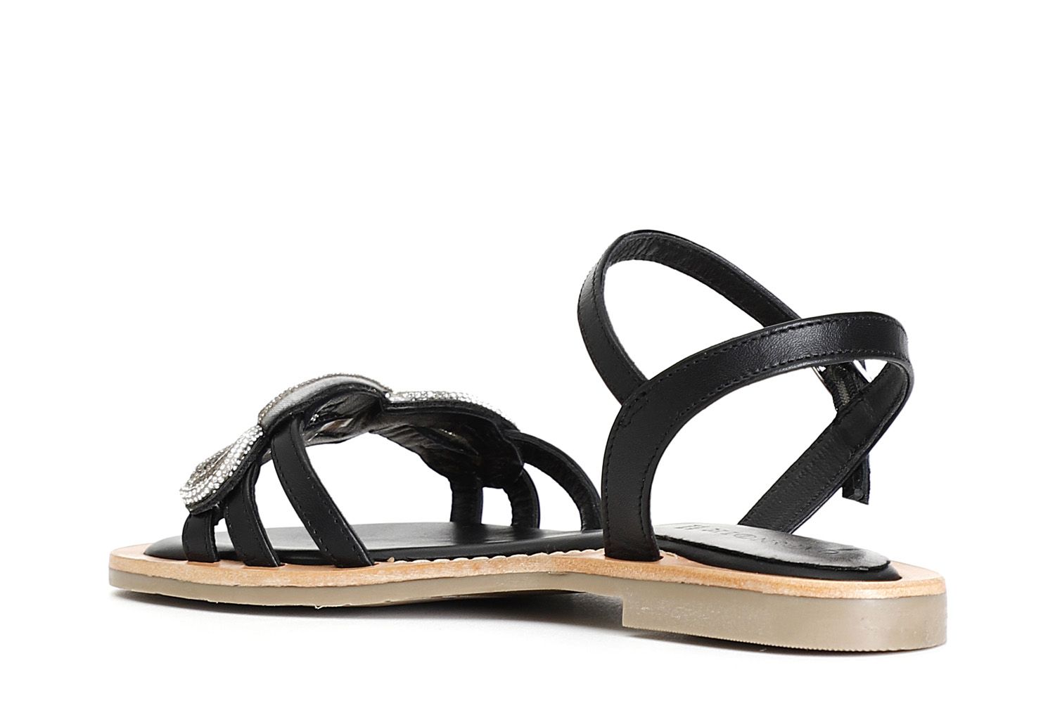 Sandali Cafènoir in nappa con accessorio strass nero GC4014