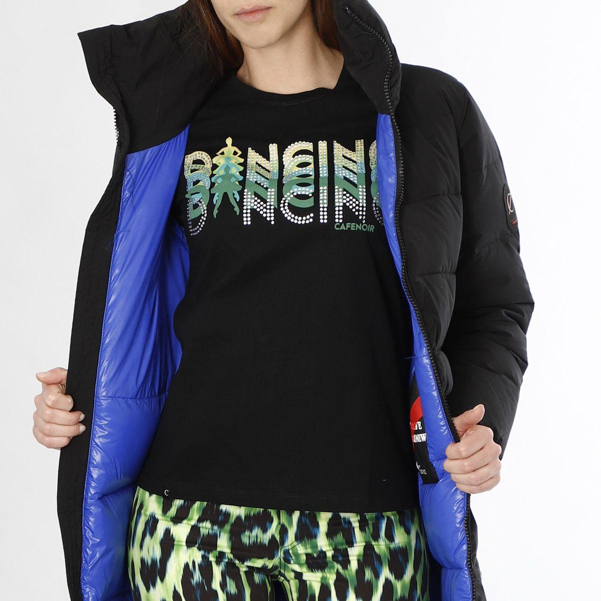 Piumino lungo con zip laterali e ampio collo JN0035