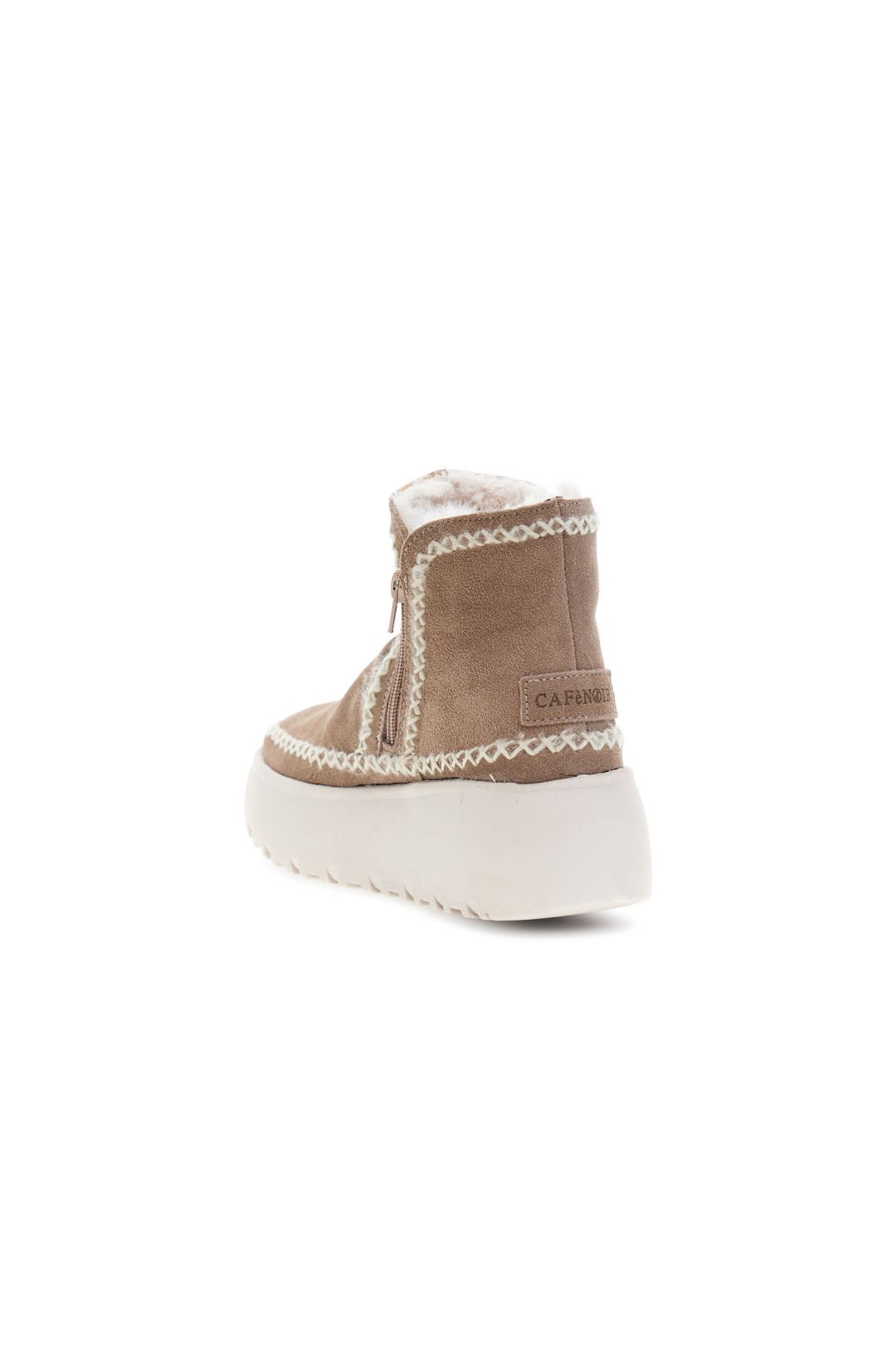 Tronchetti CafeNoir in pelle scamosciata doppia zip taupe DZ6664