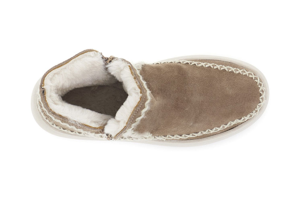 Tronchetti CafeNoir in pelle scamosciata doppia zip taupe DZ6664