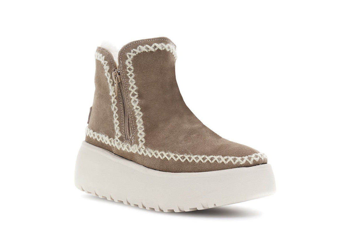 Tronchetti CafeNoir in pelle scamosciata doppia zip taupe DZ6664