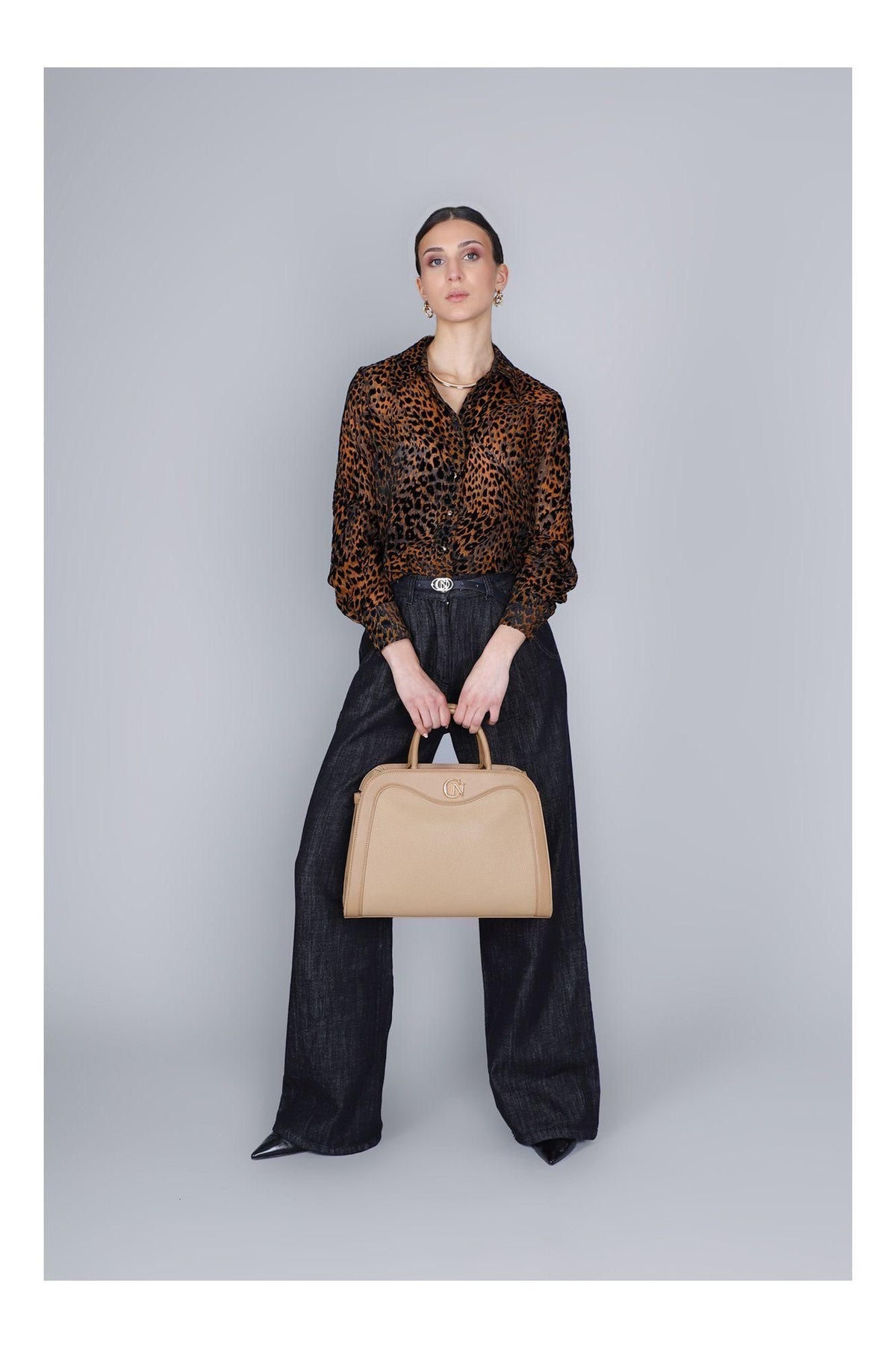 Borsa Tote in similpelle di CafèNoir con effetto pelle granosa MA0904