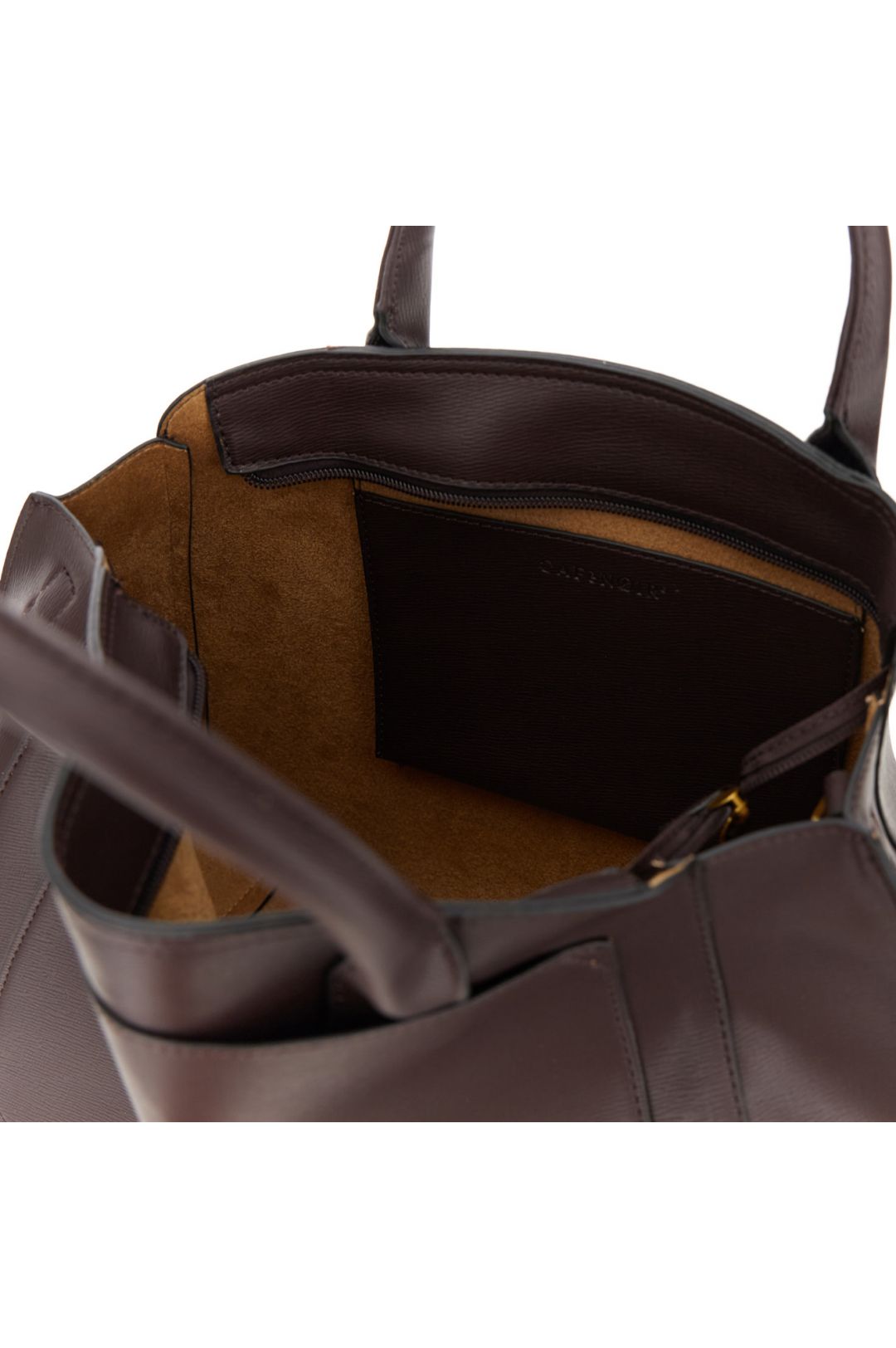 Borsa a mano effetto saffiano con tasca applicata t.moro Cafènoir WF0914